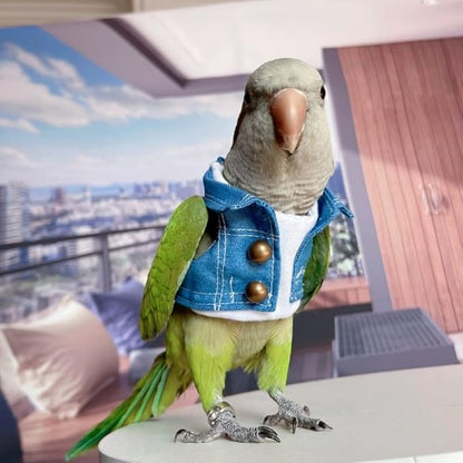 Bird Costume Bird Diaper Flight Suit Bird Jeans Fake Two Pieces Bird Clothes Cosplay Photo Prop for Parrots Lovebird Parakeet Cockatiel Small Animals Apparel (with Diaper,Senegal)