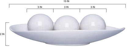 Hosley Decorative Bowl and Orb Set. Ideal GIFT for Weddings Special Occasions and for Decorative Centerpiece in Your Living Dining Room O3 (Crackle Ivory)