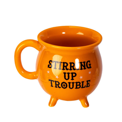 Pacific Giftware Wicca Orange Stirring Up Trouble Cauldron Ceramic Mug with Handle by Something Different UK Witchy Halloween and Spiritual Themed Drinkware Cup 16 Fl oz