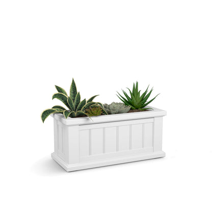 Mayne Cape Cod Rectangle Planter - White - 24in L x 11in W x 11in D - Polyethylene - Built-in Water Reservoir (4839-W)