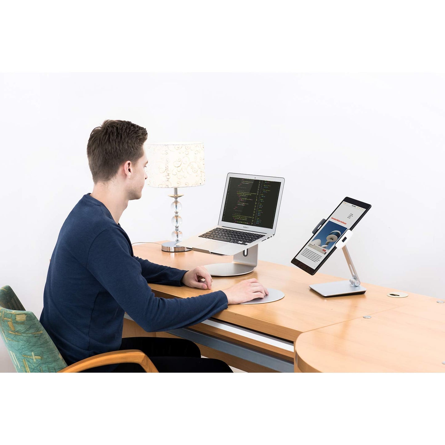 KABCON Tablet Stand Holder, Tightness Adjustable Multi-Angle Foldable Eye-Level Aluminum Solid Tablets Stands Dock for 4''-14''Tablets/Phone, iPad Series,Samsung Galaxy Tabs,Kindle Fire,Etc.