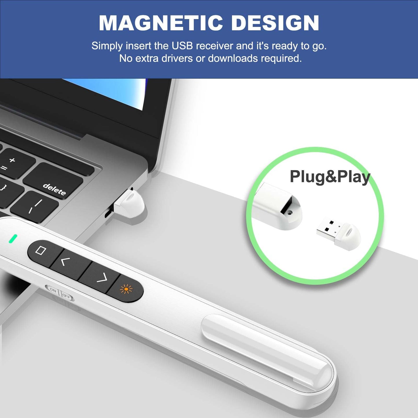 QUI Presenter Clicker Bundle | Pen-Shaped USB A White & Remote-Shaped USB A Black
