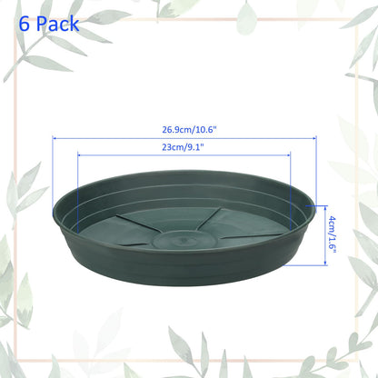 M METERXITY 6 Pack Planter Saucers - Plastic Plant Tray Flowerpot Drip Trays Round Apply to Outdoor/Garden (10.2 Inch/ 25.8cm, Cyan)