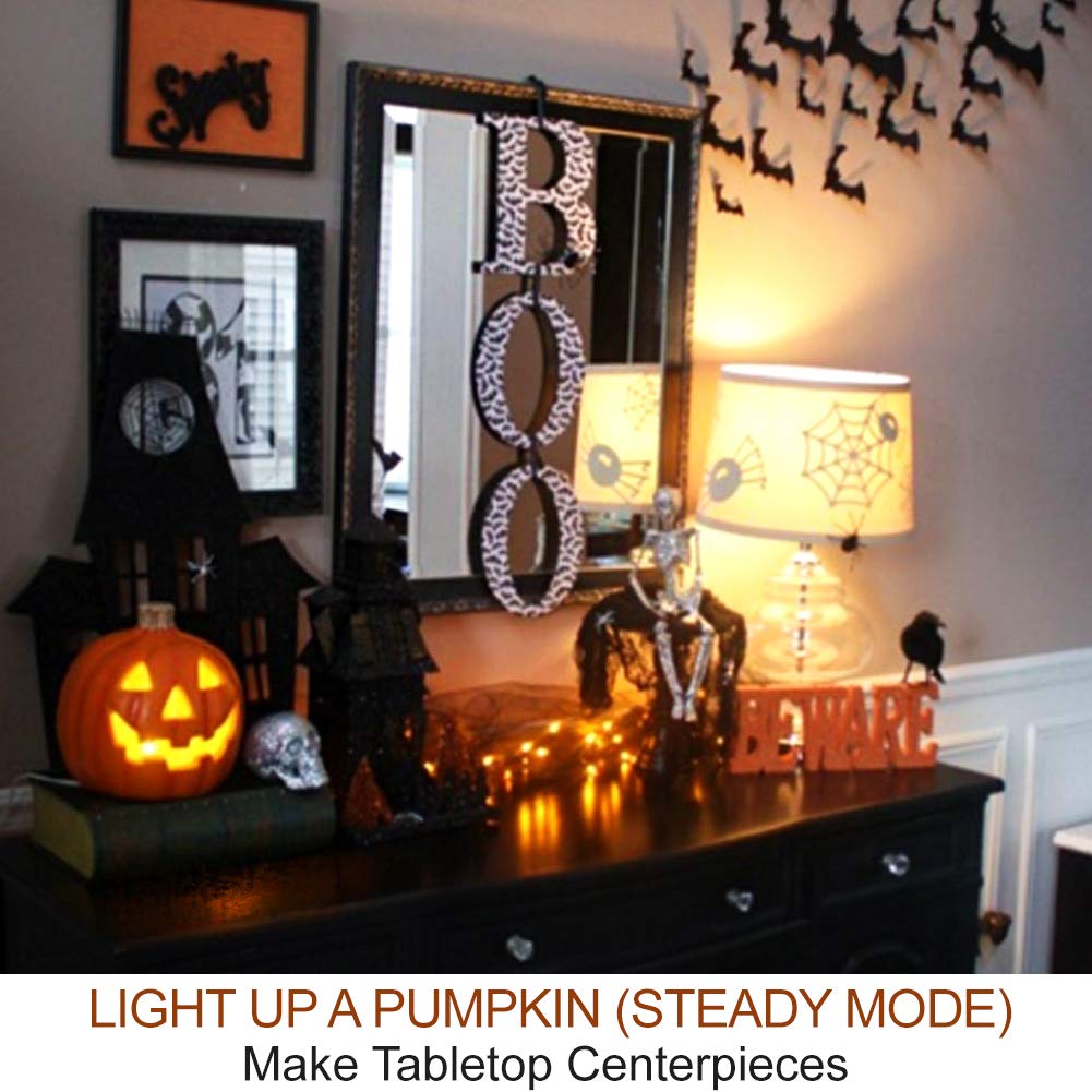 HOME MOST 2-Pack Halloween Pumpkin Lights with Remote/Timer - Orange Pumpkin Lights LED Battery Operated Halloween Decor - Jack-O-Lantern Outdoor Decorations