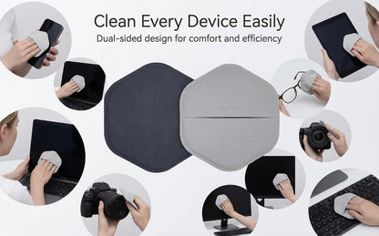 Microfiber Cleaning Cloth Car Screen Cleaner with Pocket Design Lint-Free Streak-Free Reusable Cleaning Pad for Vehicle Dashboard Glasses Phone Laptop Camera (Grey)