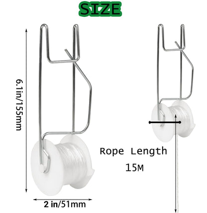 Tomato Support Hooks with String,10 Pack Tomato Trellis Roller Hooks with 49.2FT String for Plant,Greenhouse Tomato Flower Vine Twine Crop Trellis Kit Plant Roller Hook