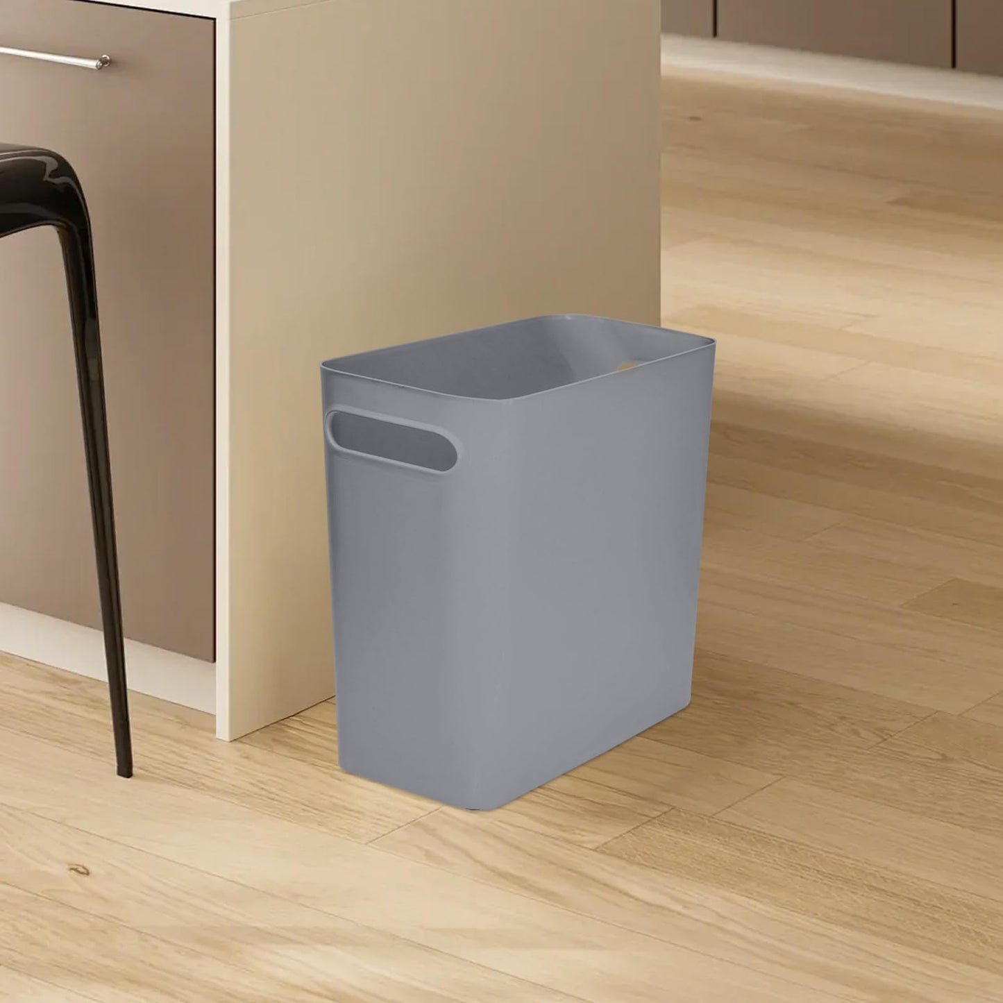 VKPLITE Versatile 1.8 Gallon Plastic Trash Can - The Compact Bin for Bathroom, Kitchen, or Home Office - Grey