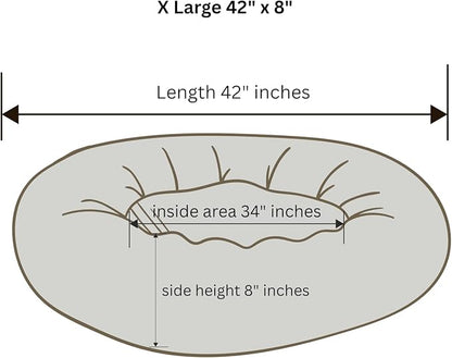 Organic Cotton Canvas Dog Bed: Removable Cover, Natural Fill - Made in USA (Blue Gray, X Large 42" x 8" inches)