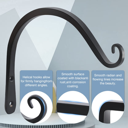 Gtongoko 2 Pack 8 Inch Plant Hangers Outdoor Metal, Plant Hooks for Wall Indoor, 44lb Capacity Outdoor Hooks for Hanging Bird Feeders, Lanterns, Wind Chinme, Black