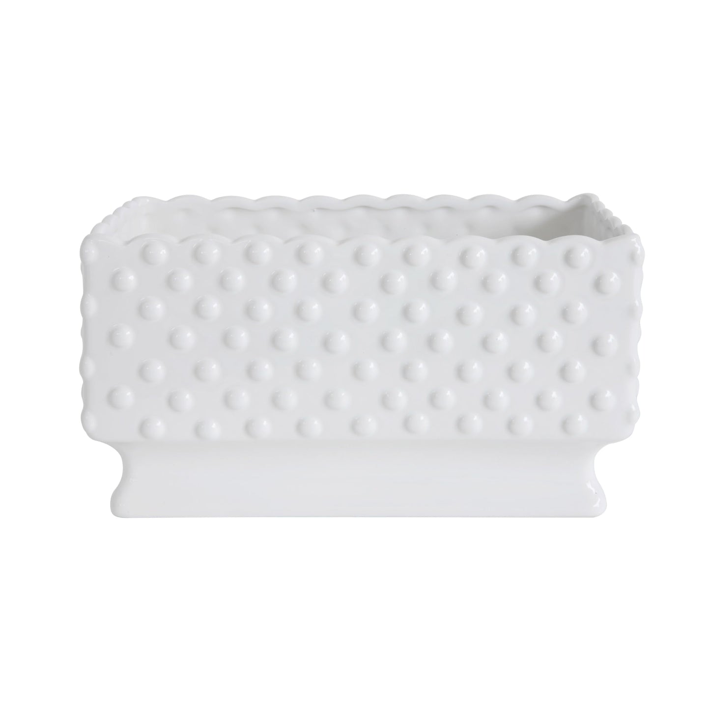 Creative Co-Op White Hobnail Rectangle Ceramic Planter