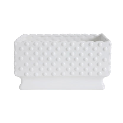 Creative Co-Op White Hobnail Rectangle Ceramic Planter