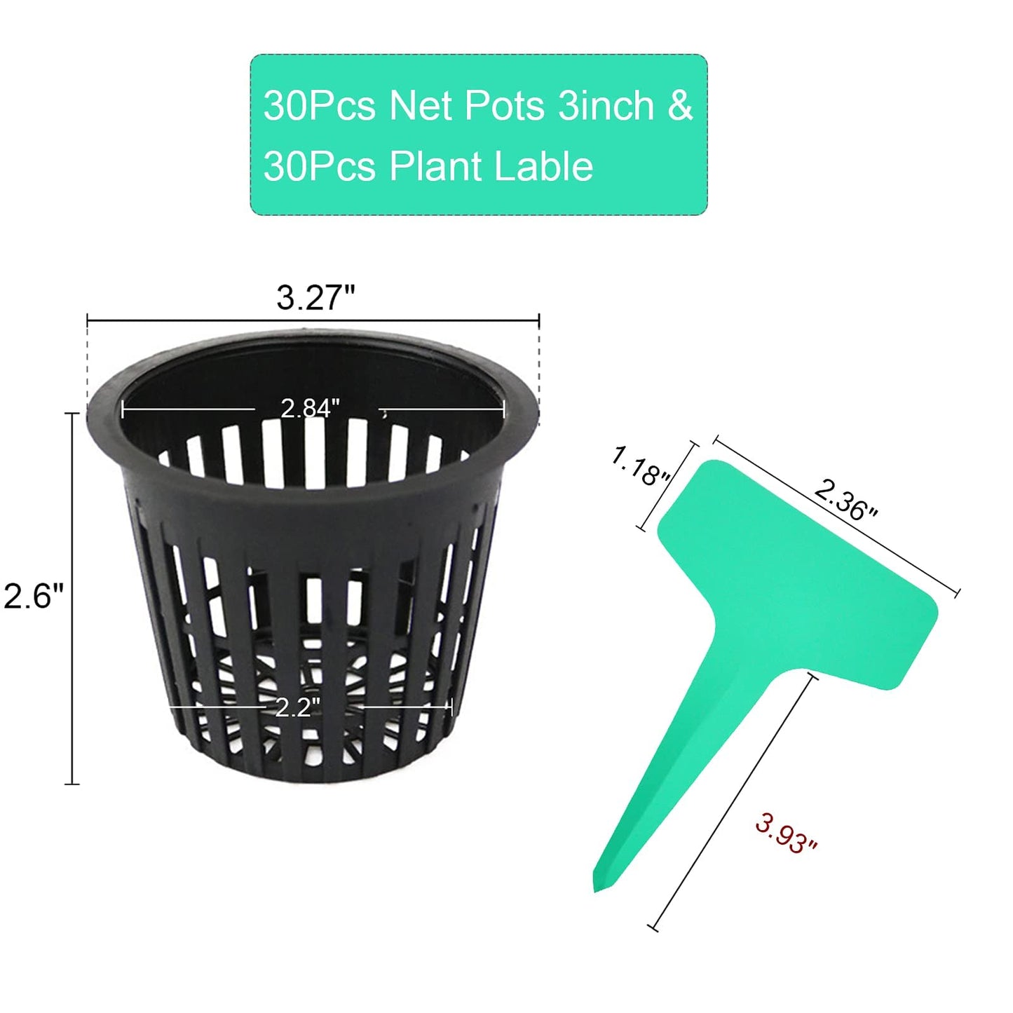 Business King 30 pcs 3 inch net pots & 50 pcs 2 inch net pots with 80 pcs Plant Lable