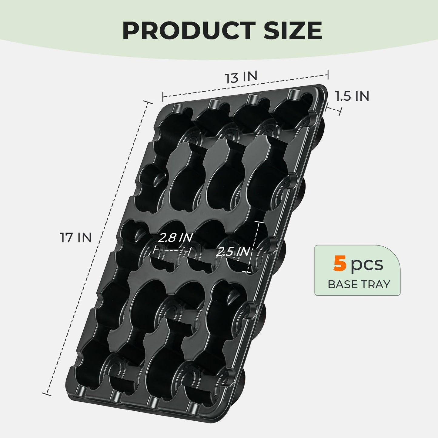 homenote 3 Inch Seed Starting Trays 5 Pack, 20-Cell Seedling Starter Trays for Indoor Outdoor Growing, Plant Starter Germination Trays for Pots Seedlings 3" Opening Compatible Pots