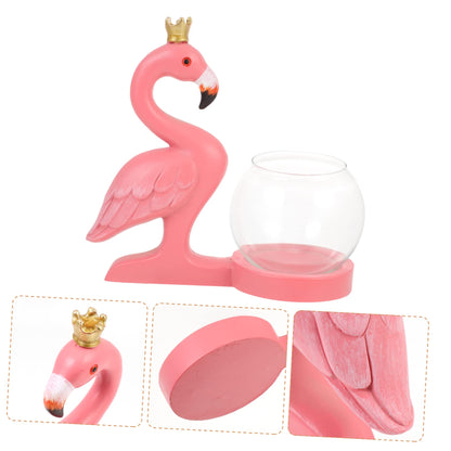 UKCOCO Flamingo Hydroponic Glass Vase Decorative Desktop Plant Terrarium for Air Plants Pothos Vine Shelf Centerpiece Home Office Living Decor