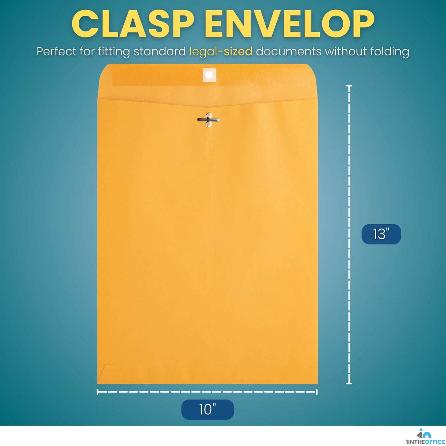 1InTheOffice Clasp Envelopes 10x13, Catalog Envelopes, Heavy-duty Clasp and Gummed Closure, Brown Kraft, 100/Pack