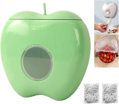 Plastic Food Wrap Storage Box with 200pcs Fresh Keeping Bags, Kitchen Wall Mounted Wrap Bag Organizer and Storage (GREEN)