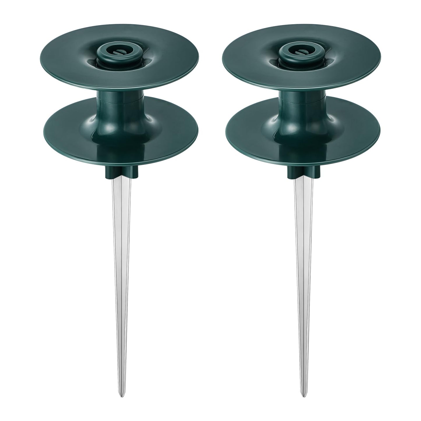 Chumia 2 Pieces 10 Inch Garden Hose Guide Spike, Zinc Coated Rustproof Heavy Duty Metal Stake, Sturdy Top, Keeps Garden Hose Out of Flower Beds, Guard for Yard Plant Protection (Dark Green)