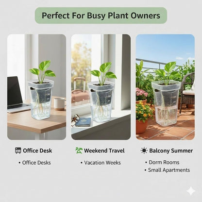 TNDCKP Mini Self Watering Pots 2.5” (10 Pack), Clear Double-Layer Planters with Anti-Root Rot Design, Continuous Watering System, Includes Cleaning Brush for Indoor Plants, Office & Travel