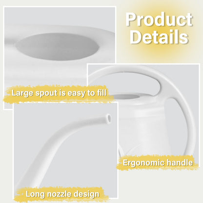 ZXJ Plant Watering Can - for Indoor and Outdoor Home Garden Plants - with Long Spout - White - 1/2 Gallon