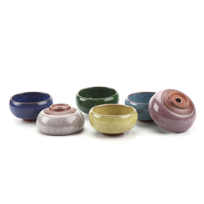 T4U 2.5 Inch Small Ceramic Succulent Planter Pot with Drainage Hole Set of 6, Ice Crack Glaze Plant Container for Cactus, Gardening Plant Gifts for Women Mom Aunt Home Office Decor