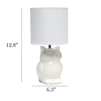 Simple Designs LT1136-OFF 12.8" Tall Contemporary Ceramic Owl Bedside Table Desk Lamp w Matching Fabric Shade for Home Decor,Bedroom, Nightstand, Living Room, Entryway, Kids' Room, Nursery, Off White