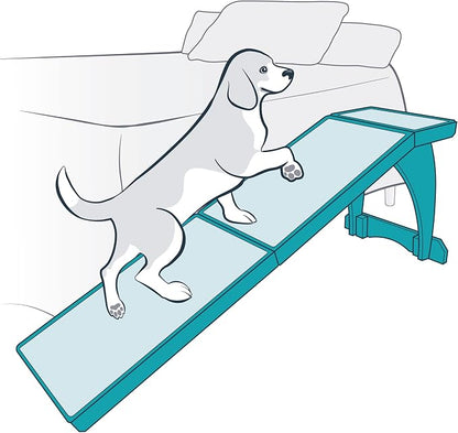 PetSafe CozyUp Wooden Bed Ramp for Cats & Dogs, Furniture-Grade with High-Traction Carpet Surface, Cherry