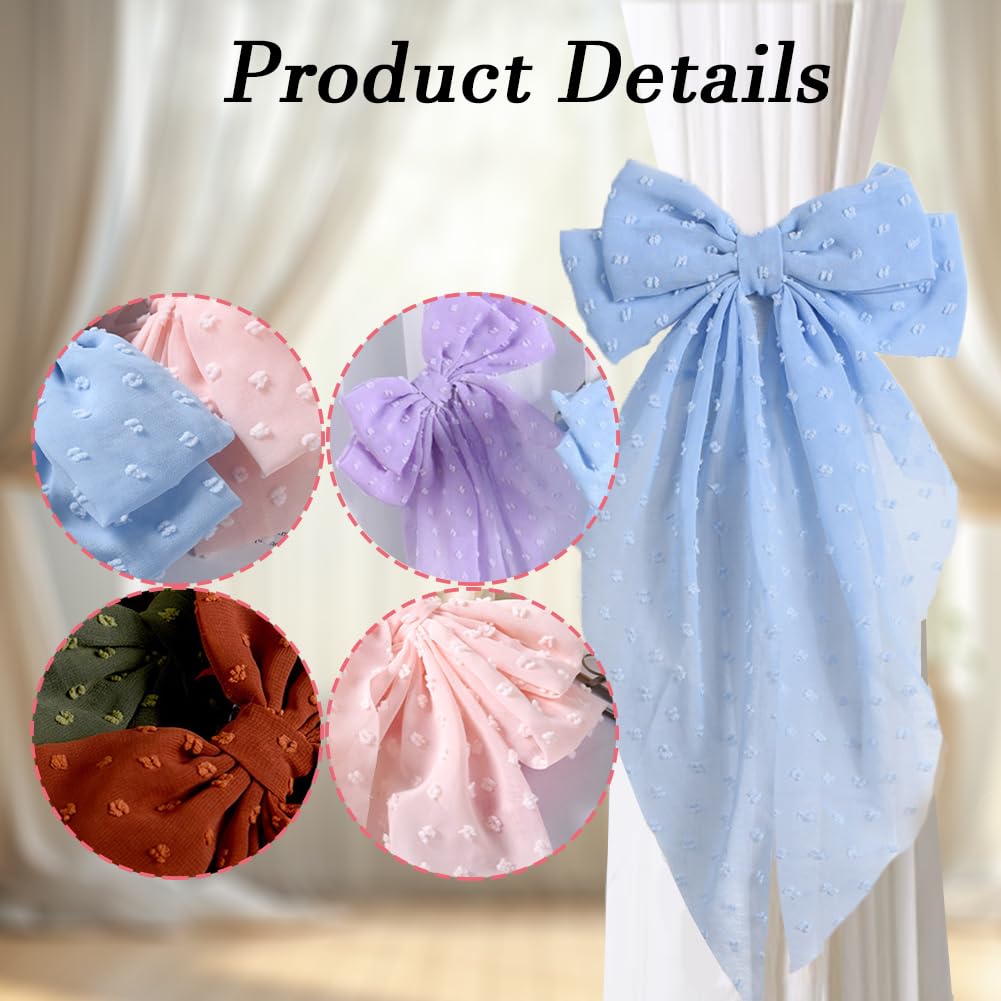 2 Pack Purple Curtain Tiebacks, Romantic Bow Curtain Ties with Clips, Decorative Sheer Curtain Holdbacks, Boho Curtain Tie Backs for Bedroom Nursery Living Room Home Decor (Purple)