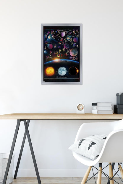 Trends International Ali Chris - The Solar System: Total Eclipse Letters Wall Poster, 22.4L x 14.7W, Silver Framed Version