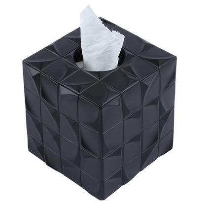 Hymmah Modern Square Tissue Box Cover Holder,Bathroom Accessories Decor Unique Design Tissue Box Cover for Bathroom Vanity Counter Tops Also Great for Bedrooms and Living Rooms