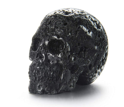 Skullis 2.0" Hot Lava Stone Crystal Skull, Hand Carved Gemstone Fine Art Sculpture, Reiki Healing Stone Statue.