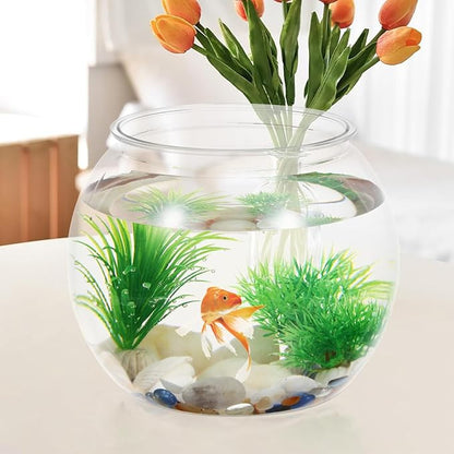 Mipcase 1.5 Gallon Clear Plastic Fish Bowl Round Desktop Fish Tank for Home Office Garden Decoration Small Ornamental Aquarium