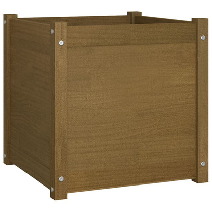 PUGYNBK Large Square Garden Planter for Vegetables Rustic Garden Planter Solid Pinewood for Balcony Patio Set of 1 Honey Brown Wooden for Outdoor Plants and Flowers