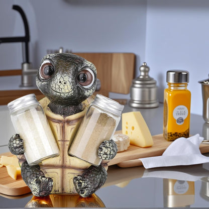 Sea Turtle Salt and Pepper Shaker Holder with Glass Jars