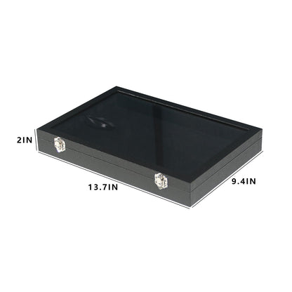 Coward Jewelry Organizer Box, Black Velvet Blank Display Tray Case with Lid for Storage Necklaces Bracelets Rings Beads and Jewelry Accessories