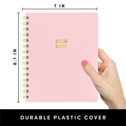 PAPERAGE Academic Planner, Weekly & Monthly Planner & Calendar, 12-Months, July 2026 - June 2027, (7" x 8"), School & Student Planning Agenda with Tabs, Bonus Pages & Inner Pocket, Pink
