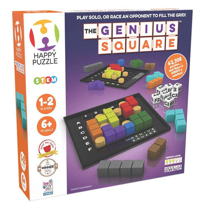 The Genius Square from The Happy Puzzle Company – Game of The Year Award Winner, 60000+ Solutions STEM Puzzle Game. Roll Dice, Race Your Opponent to Fill Grid with Different Shapes!