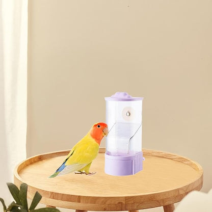 No Mess Bird Feeder,Cage Accessories,Automatic Parrot Feeder Food Container for Cockatiel Parakeet Lovebirds Budgerigar Finch, Purple