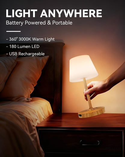 SAIWEYA Outdoor Waterproof Shower Lamp, 5200mAh Cordless Rechargeable Table Lamp with Touch Dimming, IP65 Wireless LED Night Light for Patio, Camping, Bathroom, Restaurant & Kitchen
