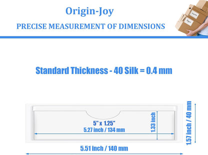 Origin-Joy 25 PCS Self-Adhesive Index Label Pockets, Clear Plastic Peel & Stick Card Holders with Top Open for Loading (5 x 1.25 inch)