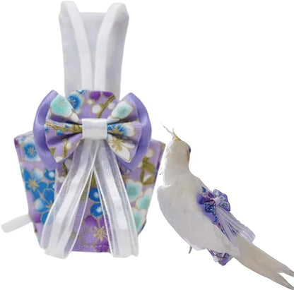 Bird Diaper Cockatiel Clothes Flight Suite, Reusable Parrot Nappy with Waterproof Inner Layer, Cute Pigeon Pants Urine Wet Suit Costume for Conure Macaw (Purple,Macaw)