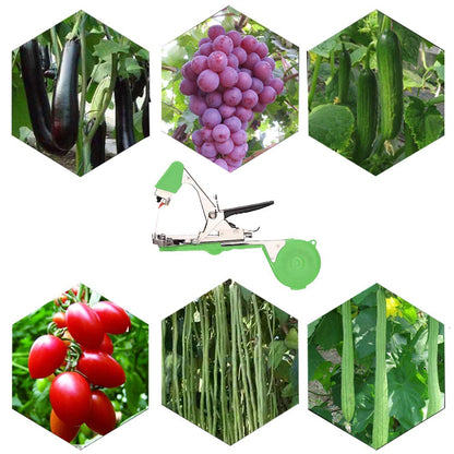 Yolando Plant Tying Machine Tape Tool for Tomatoes Peppers Grapes Cucumbers and Vining Vegetables Quickly and Easily Tie, Great for Gardeners Farmers, with Tapes, Spare Parts, Staples - Green