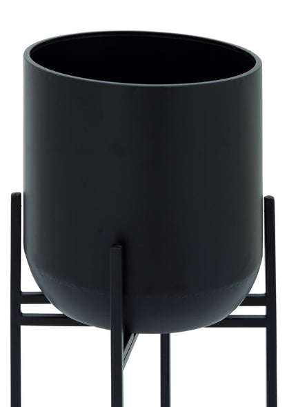 Deco 79 Metal Indoor Outdoor Planter Tall Large Planter Pot with Removable Stand, Planter 12" x 12" x 36", Black