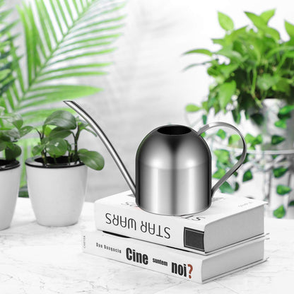YARNOW 1000ml Stainless Steel Watering can with Long Spout for Indoor Plants, Succulents, and Garden Use (Silver)