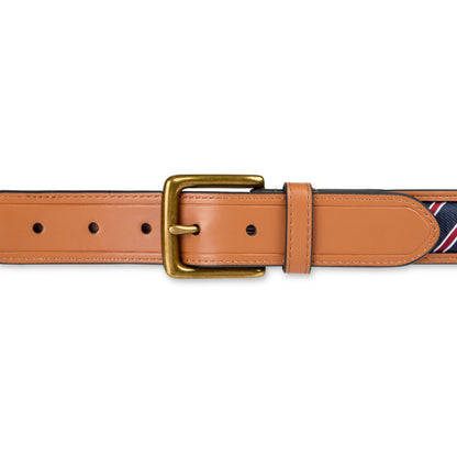 Tommy Hilfiger Men's Woven Ribbon Inlay Dress Belt, Tan, X-Large