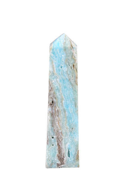 AMOYSTONE Healing Large Crystal Tower Hemimorphite Obelisk Blue Small 7-14 OZ for Home Décor Crystal Grid Meditation Therapy