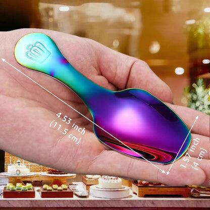 2 Pcs Stainless Steel Mini Dessert Spoons - Short Handle Tasting Scoops for Candy, Salt, Sugar, Coffee | Seasoning Spoon for Ice Cream, Cake, Canisters