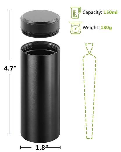 OZCHIN Aluminum Storage Jar Portable Airtight Smell Proof Container Bottle Multipurpose Storage Container for Spices, Coffee & Teas 196 ml