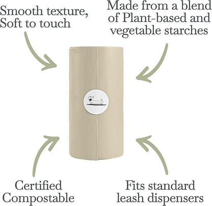 100% Certified Home Compostable and Biodegradable Dog Poop Bags - ASTM D6400 & EN 13432 Compliant Dog Waste Bags – 180 Bags – 12 x Rolls of Plant Based Compostable Waste Bags - Thick Doggie Poop Bags