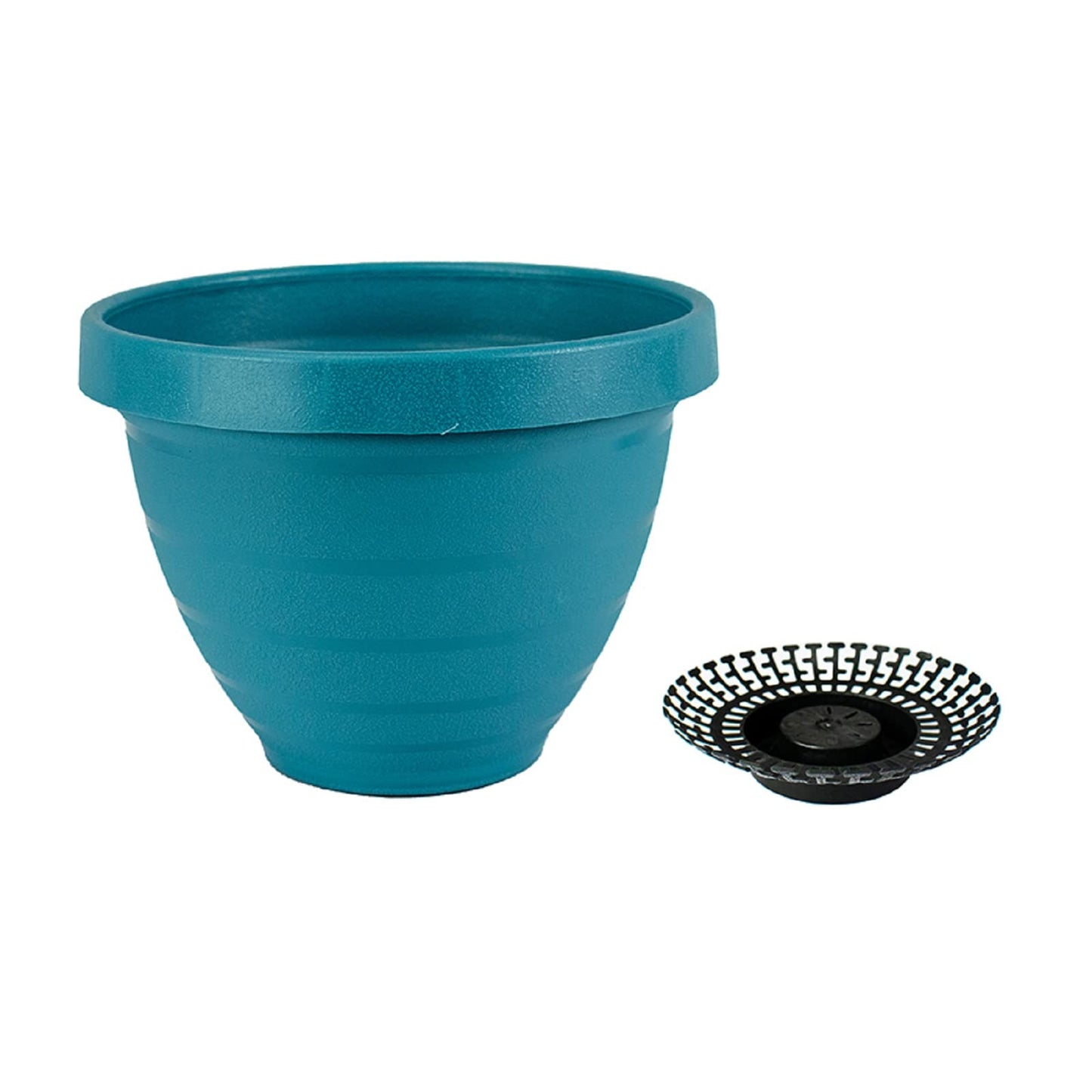 The HC Companies Rings Flower Planter - Self Watering Plant Pots for Herbs & More - Round Lightweight Outdoor & Indoor Planter (8" Blue, Pack of 2)