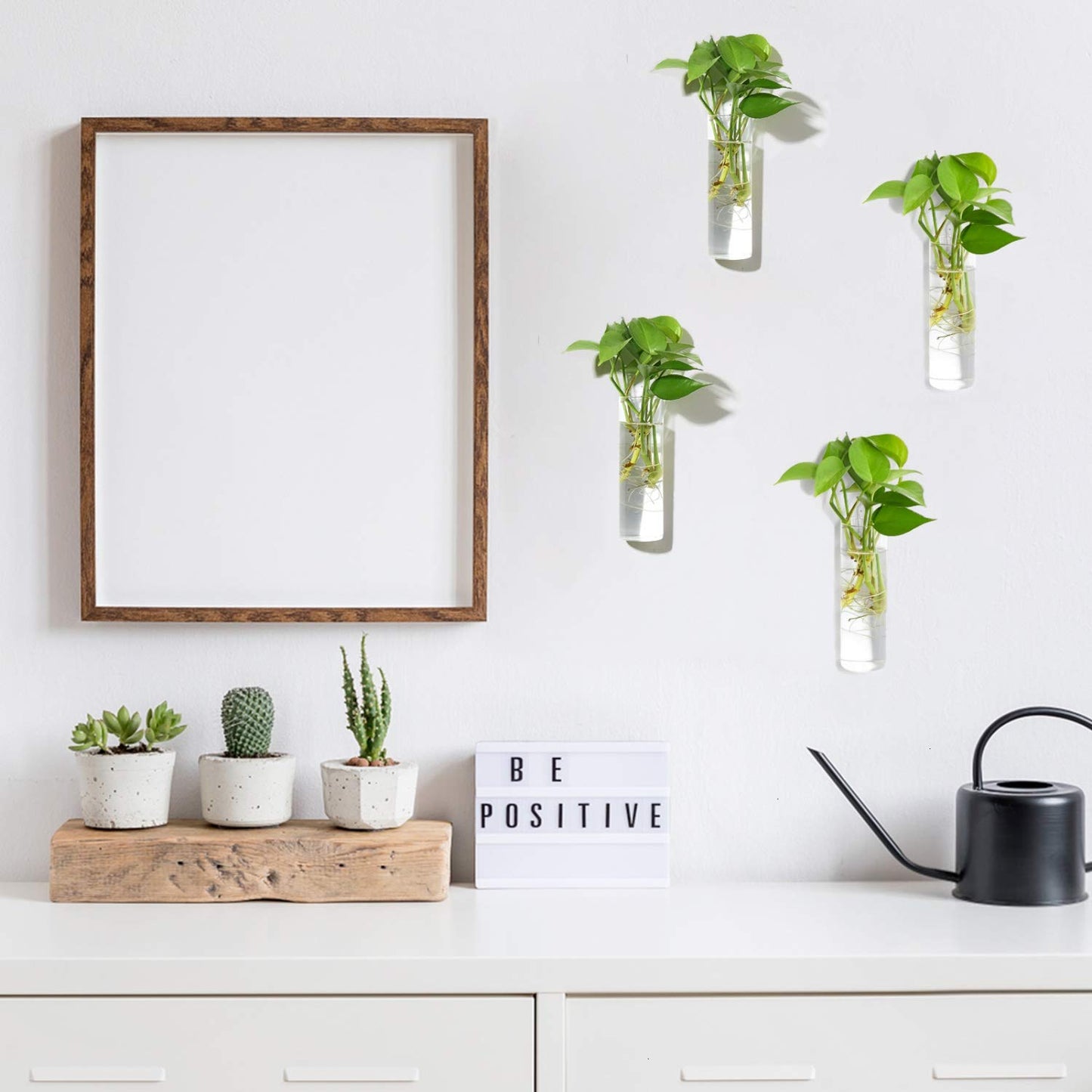 Vumdua 4 Pack Glass Planters, Clear, 5.9 in H x 1.85 in D, Suitable for Most Water Plants, Perfect for DIY Propagation Station, Easy to Install, Elegant and Functional